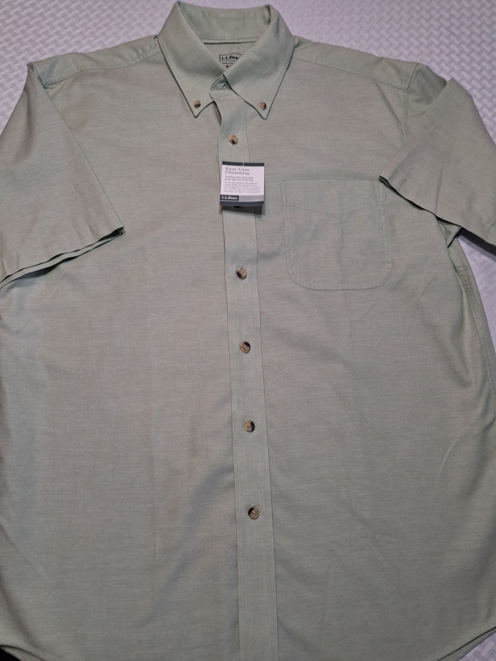 L.L. Bean Men’s Short-Sleeve Button-Down Shirt in Light Sage